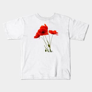 Delicate Red Poppies Floral Bouquet Kids T-Shirt